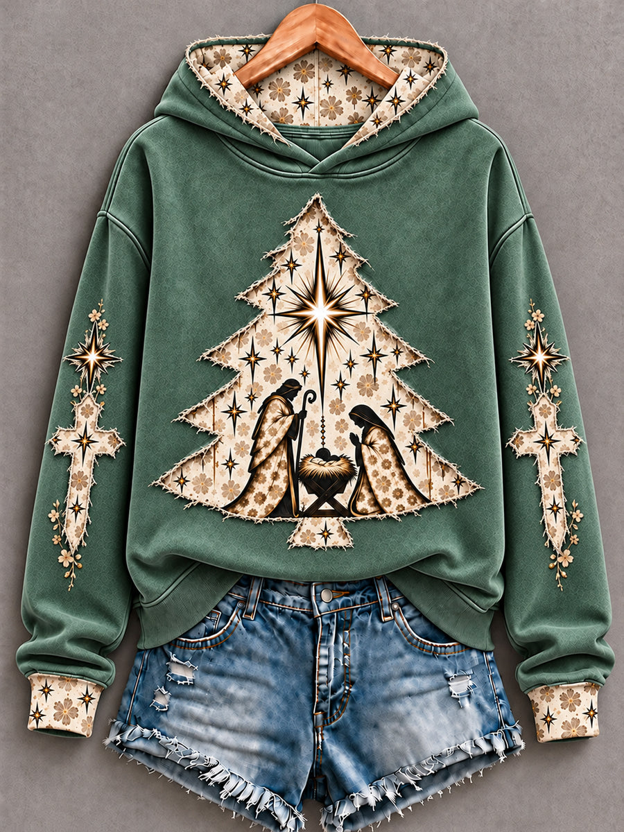 Women's Christian Christmas True Story  Art Printed Hoodie