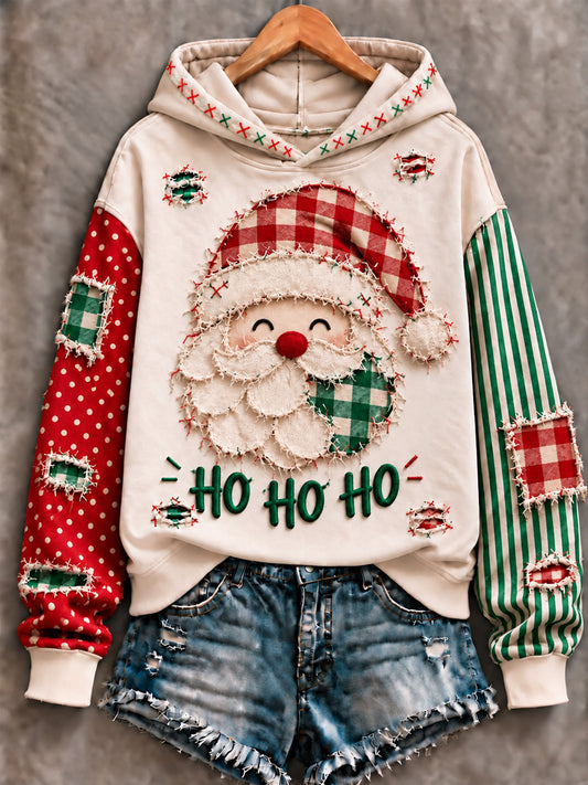 Women's Cute Santa Claus Art Printed Hoodie