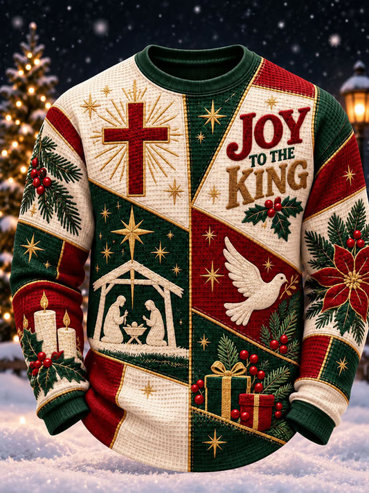 Men's Christian Christmas Printed Waffle Long Sleeve T-Shirt