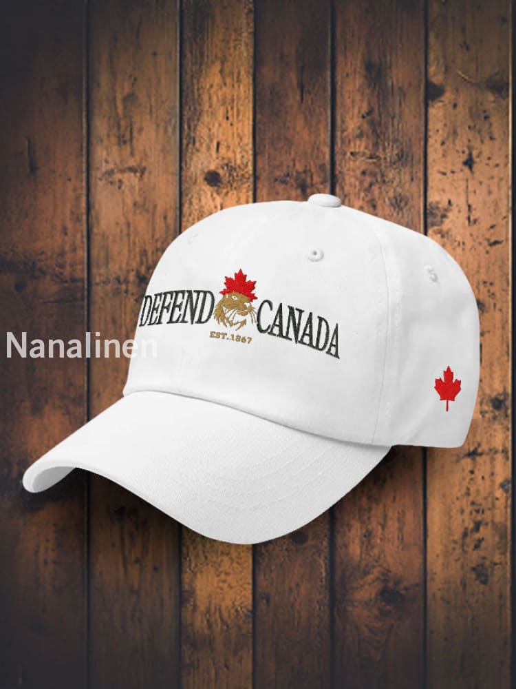 Unisex Beaver Defend Canada Flag Hat White / JM
