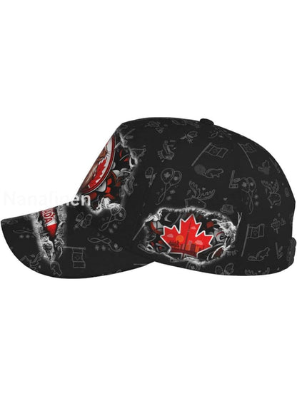 Unisex Beaver Maple Leaf Canada Flag Hat Black / JM