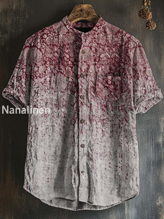 Unisex Boho Style Floral Print Cotton Casual Short Sleeve Shirt Colorful / S