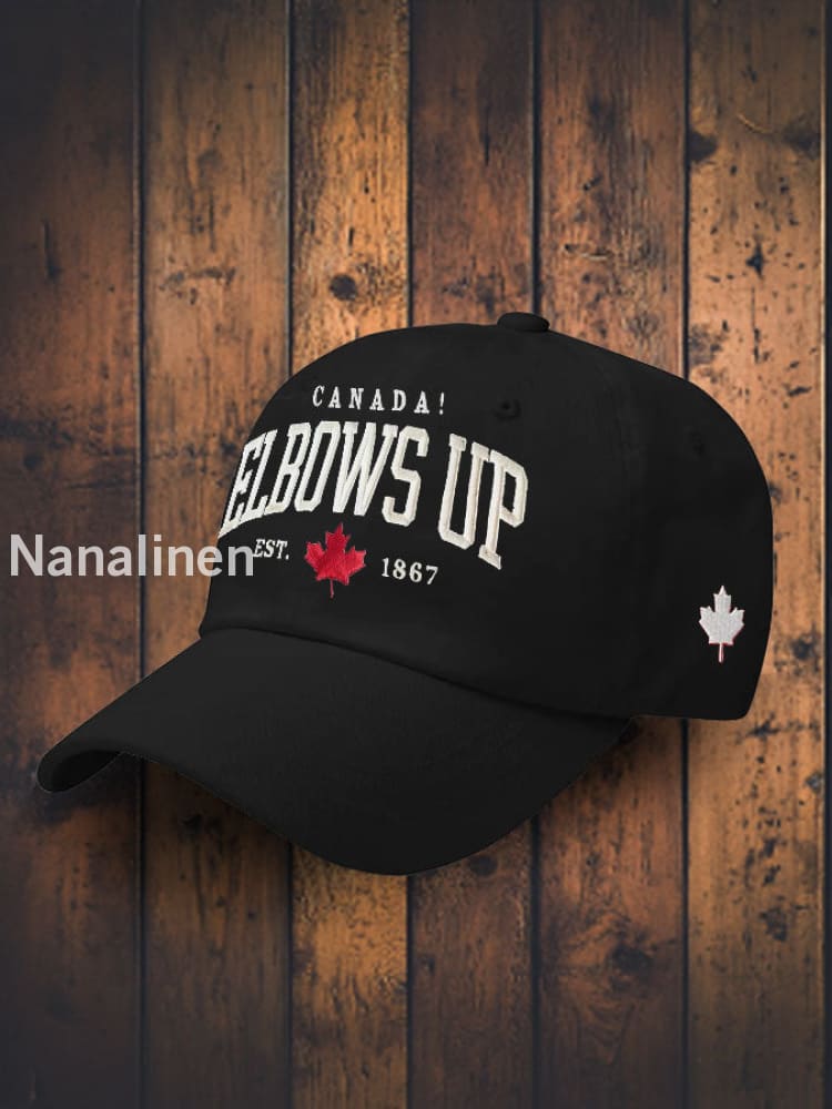 Unisex Canada Elbows Up Est.1867 Print Hat Black / JM