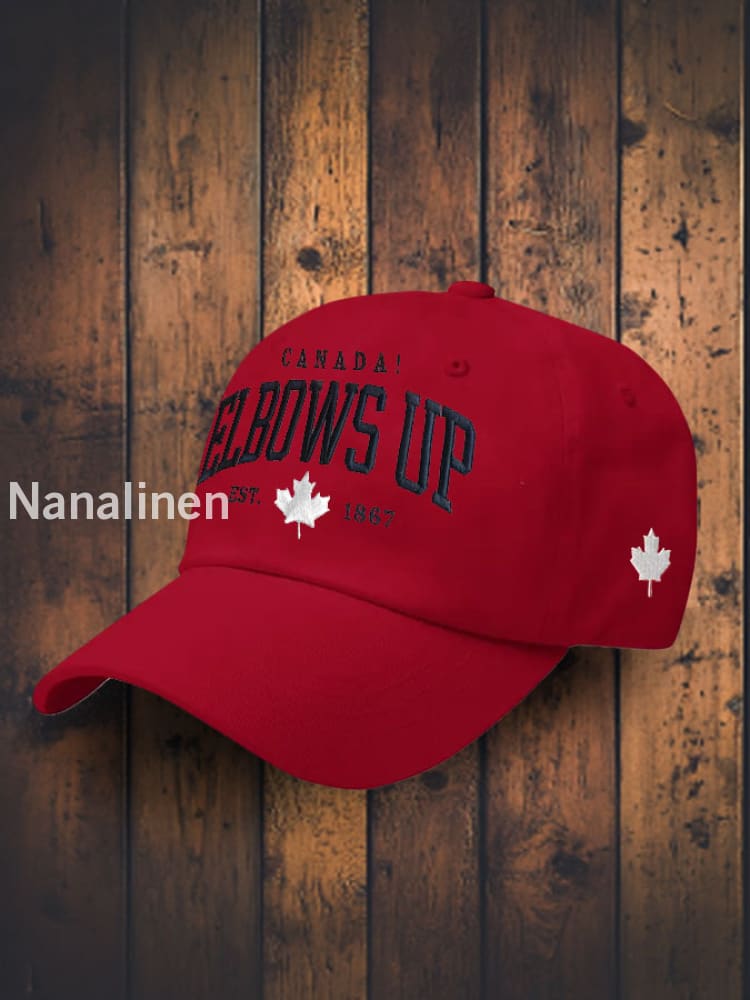Unisex Canada Elbows Up Est.1867 Print Hat Red / JM
