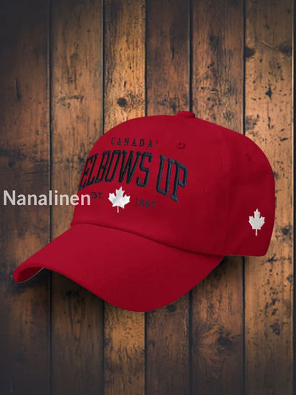 Unisex Canada Elbows Up Est.1867 Print Hat Red / JM