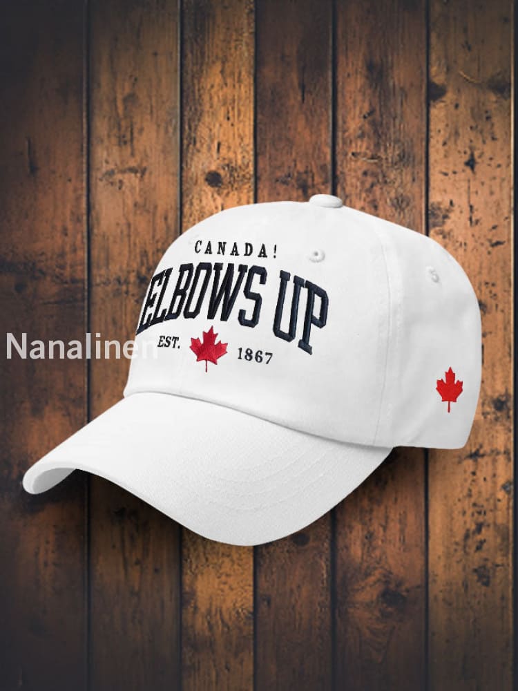 Unisex Canada Elbows Up Est.1867 Print Hat White / JM
