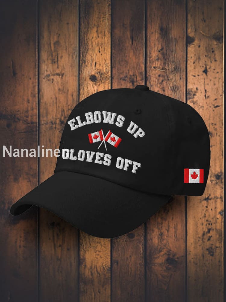 Unisex Canada Elbows Up Gloves Off Printed Hat Black / JM