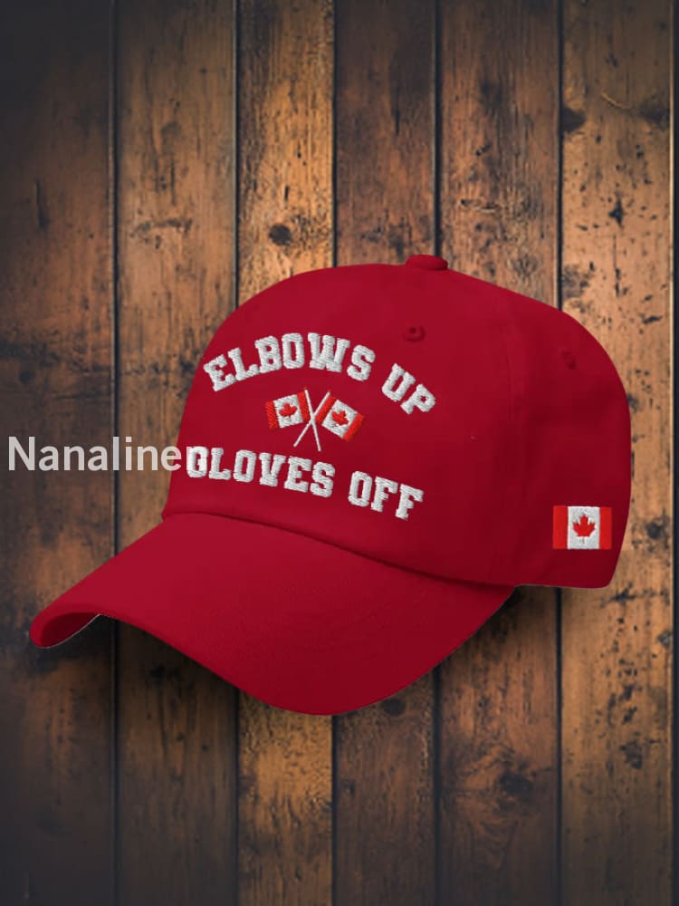 Unisex Canada Elbows Up Gloves Off Printed Hat Red / JM