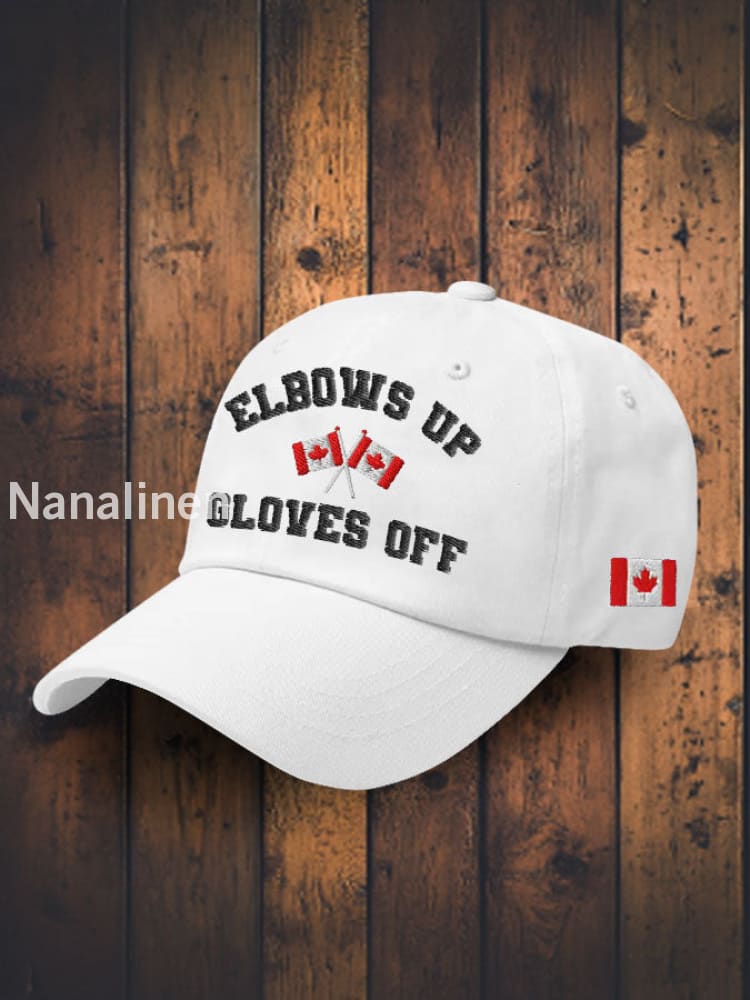 Unisex Canada Elbows Up Gloves Off Printed Hat White / JM