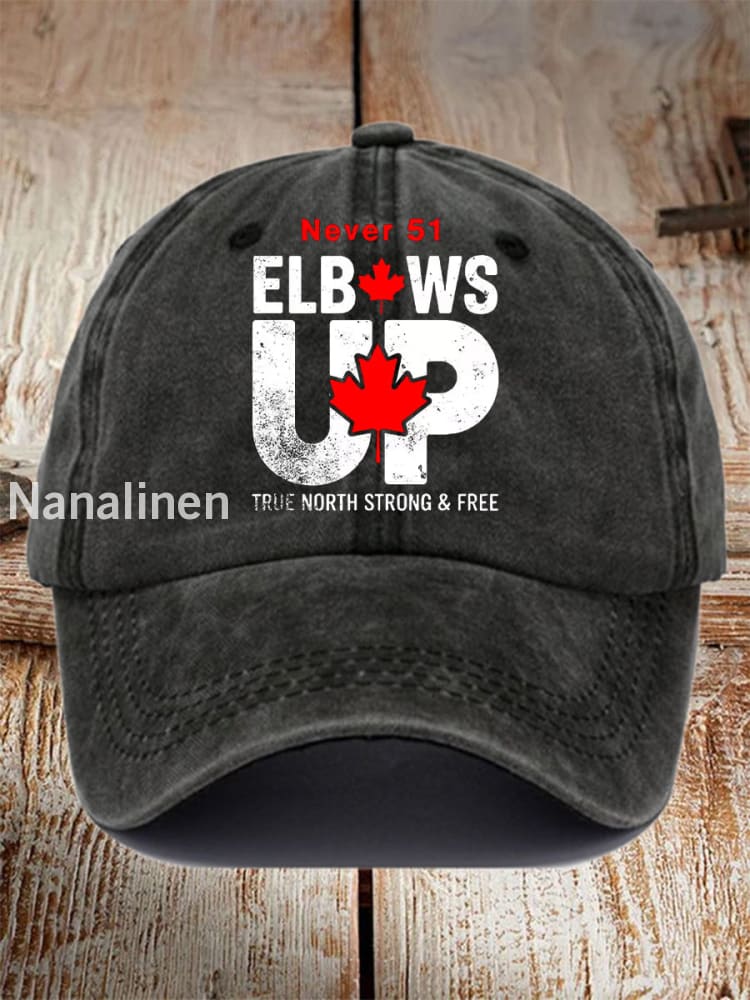 Unisex Canada Elbows Up Never 51st Print Hat Black / JM
