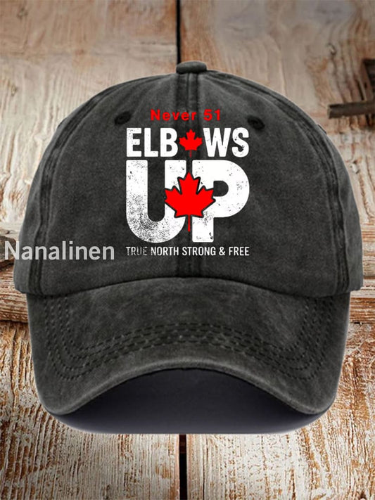 Unisex Canada Elbows Up Never 51st Print Hat Black / JM