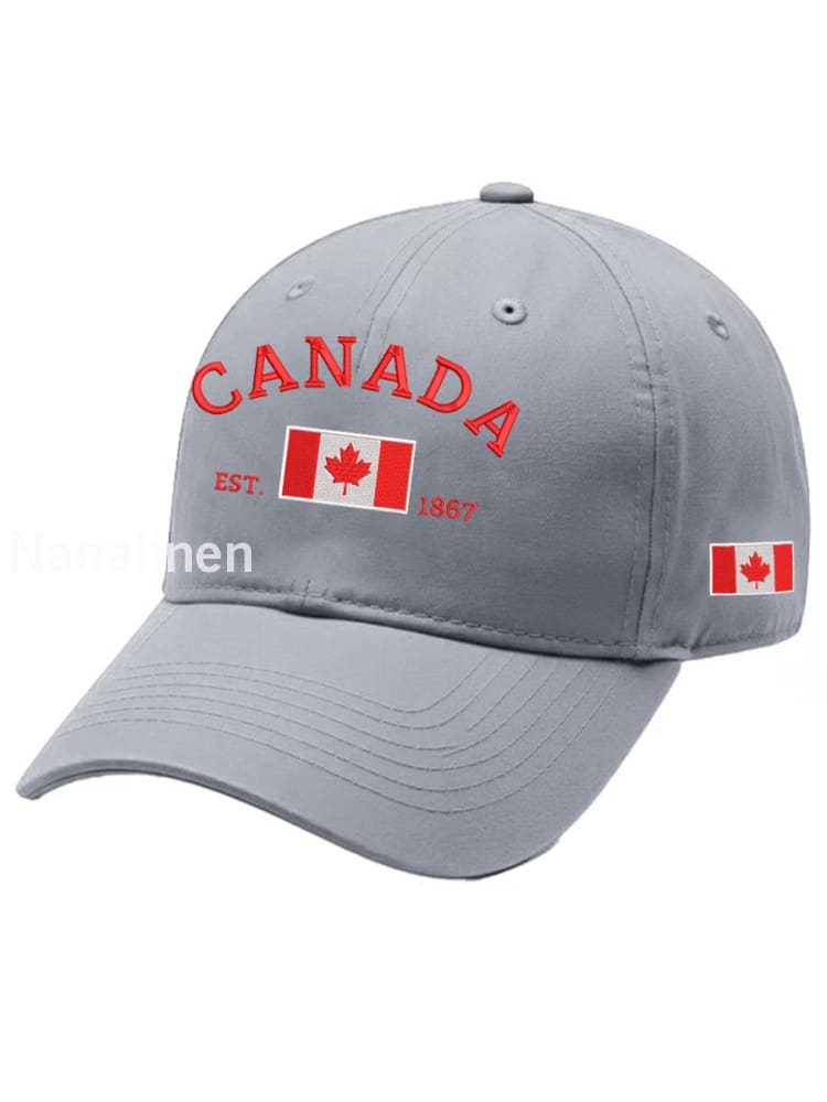 Unisex Canada Est.1867 Canadian Flag Print Hat Gray / JM