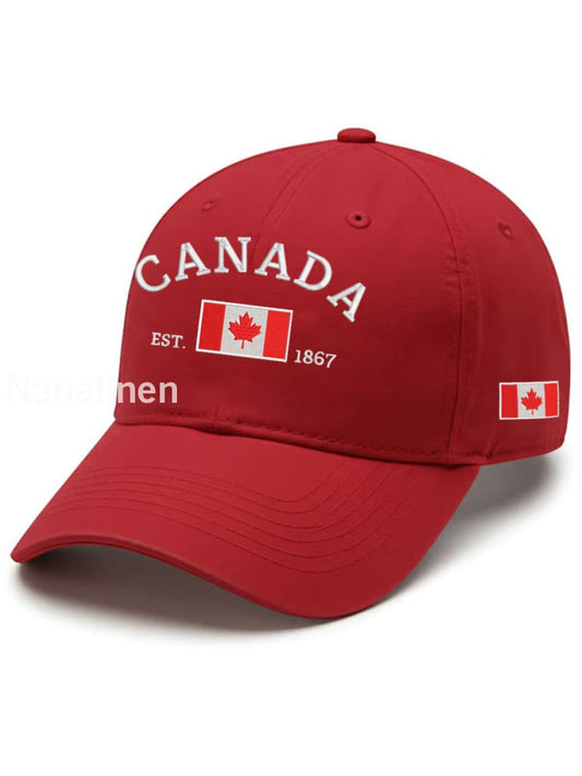 Unisex Canada Est.1867 Canadian Flag Print Hat Red / JM