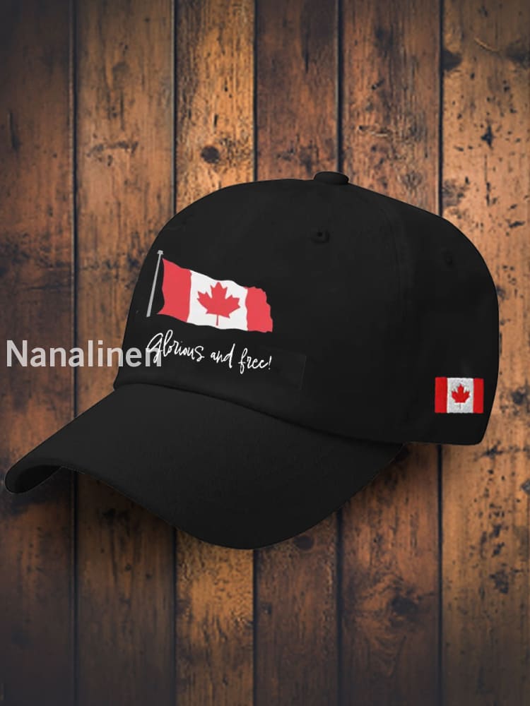 Unisex Canada Gloruous&Free Printed Hat Black / JM