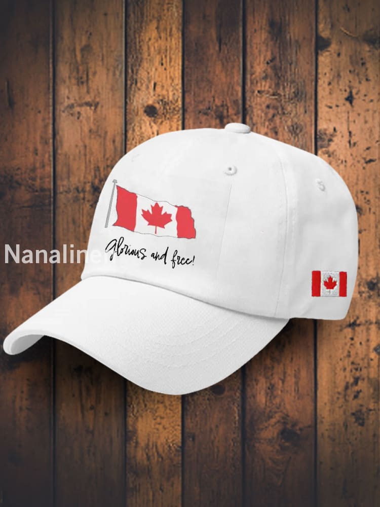 Unisex Canada Gloruous&Free Printed Hat White / JM