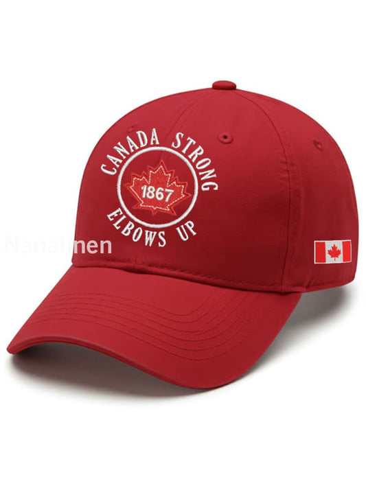 Unisex Canada Strong Elbows Up 1867 Canadian Flag Print Hat Red / JM