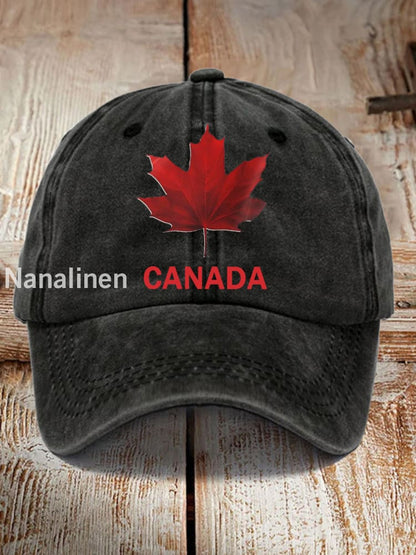 Unisex Canadian Maple Leaf Print Hat Black / JM