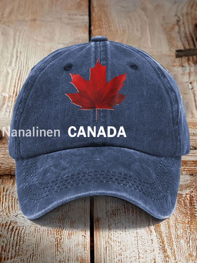 Unisex Canadian Maple Leaf Print Hat Navy Blue / JM