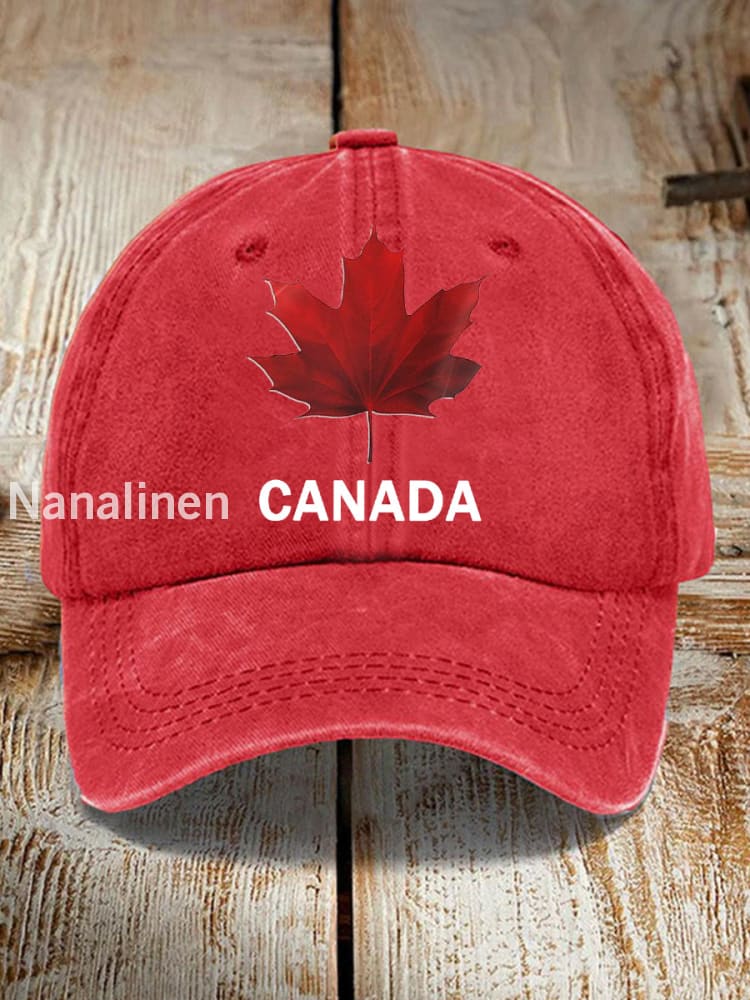 Unisex Canadian Maple Leaf Print Hat Red / JM