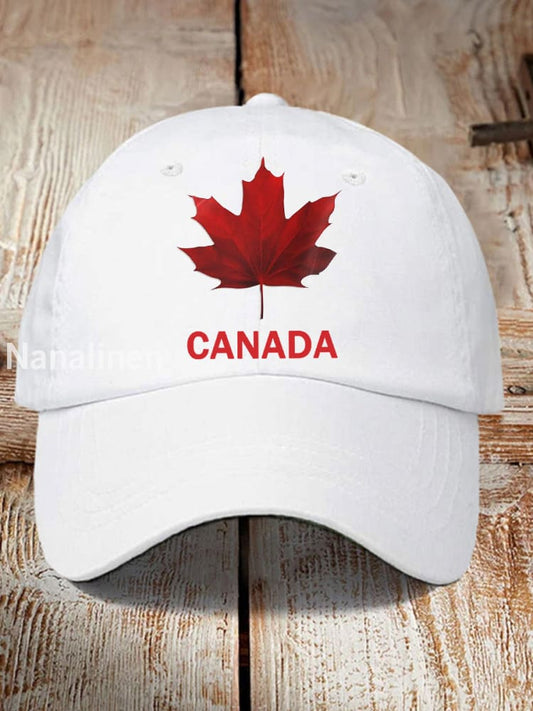 Unisex Canadian Maple Leaf Print Hat White / JM