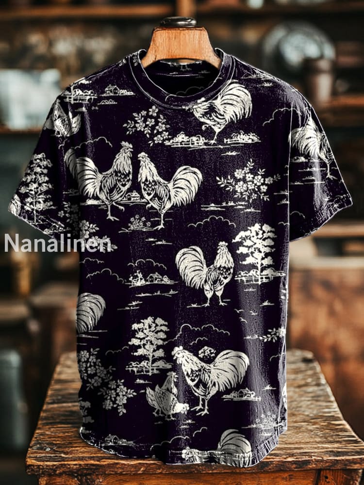 Unisex Easter Rooster Printed Casual Loose Short Sleeve T-Shirt Colorful / S