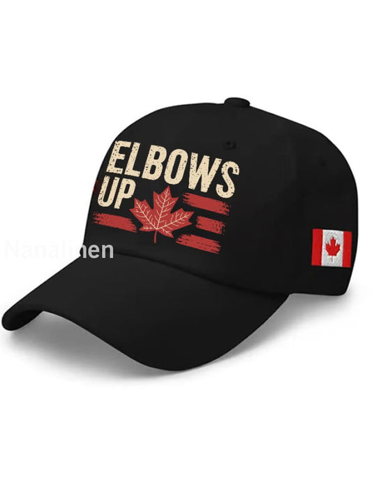 Unisex Elbows Up Canada Flag Hat Black / JM