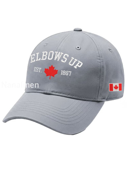 Unisex Elbows Up Est.1867 Canadian Flag Print Hat Gray / JM