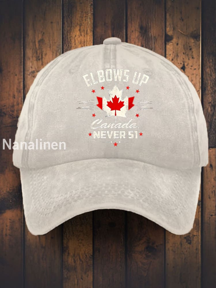 Unisex Elbows Up Never 51 Canada Flag Hat Beige / JM
