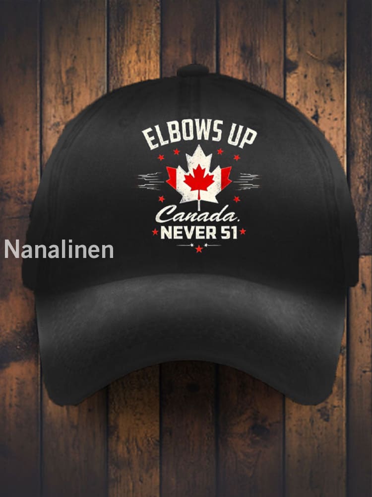 Unisex Elbows Up Never 51 Canada Flag Hat Black / JM