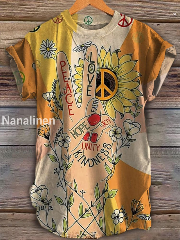 Unisex Hippie Art Print Comfortable Casual T-shirt A / S