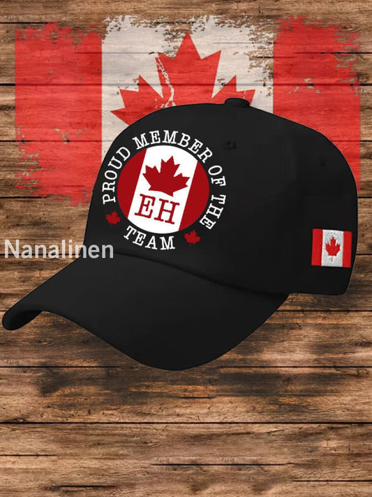 Unisex Proud Member Of The Eh Team Defend Canad Hat Black / JM