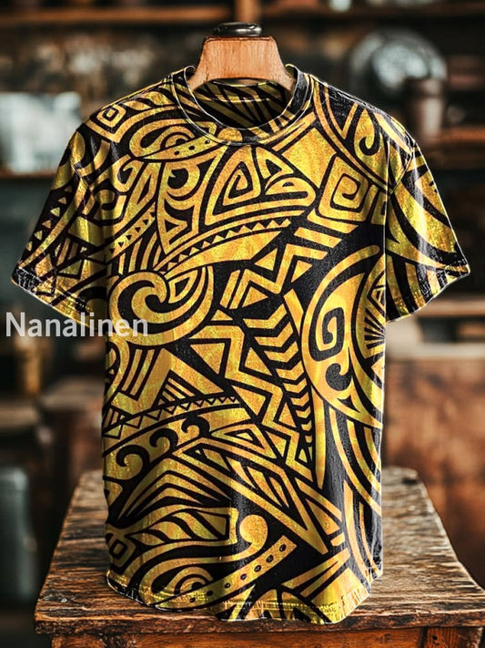 Unisex Retro Abstract Line Print Casual Loose Short Sleeve T-Shirt Colorful / S