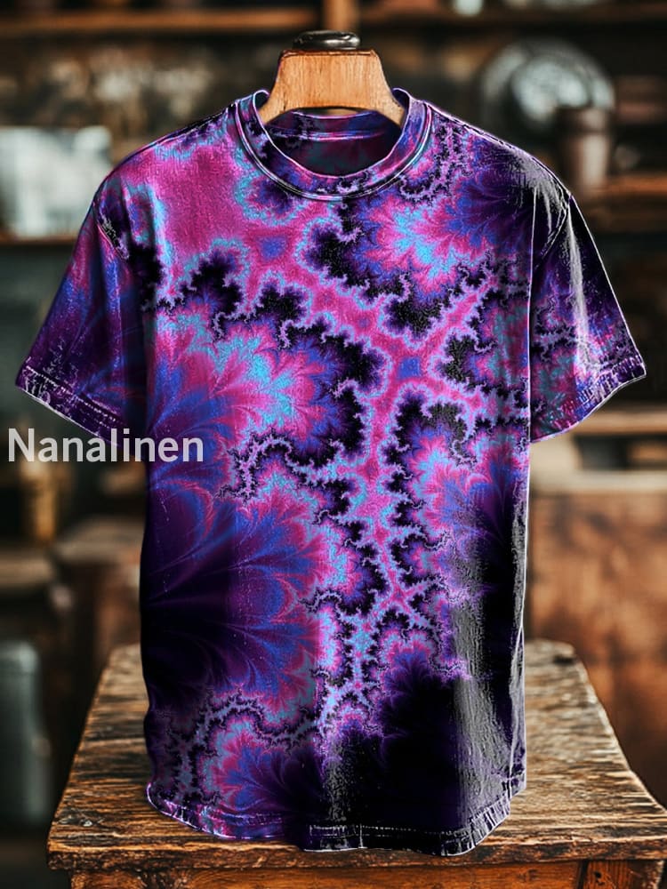 Unisex Retro Dark Psychedelic Print Casual Loose Short Sleeve T-Shirt Colorful / S