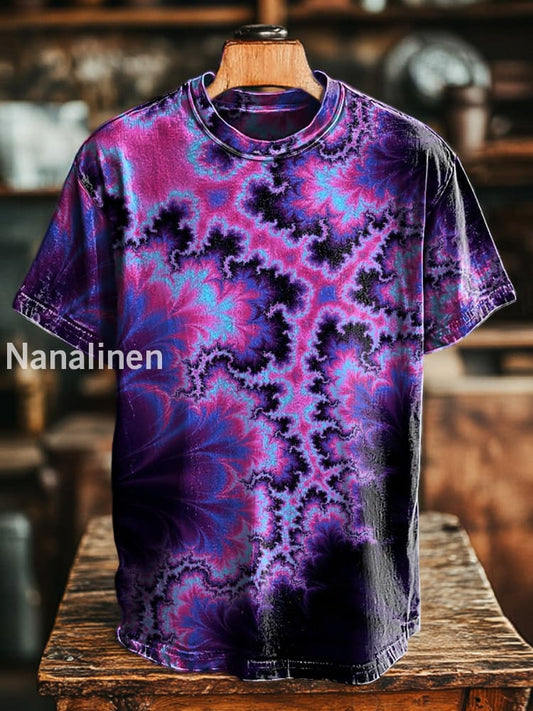 Unisex Retro Dark Psychedelic Print Casual Loose Short Sleeve T-Shirt Colorful / S