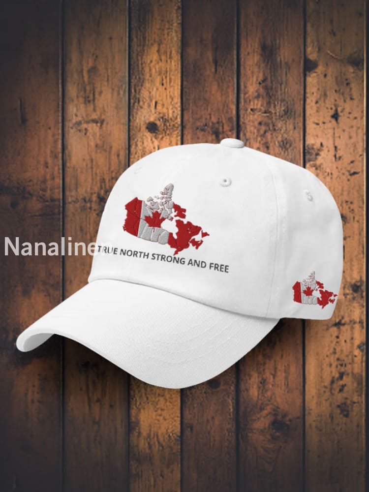 Unisex True North Strong&Free Canada Flag Hat White / JM