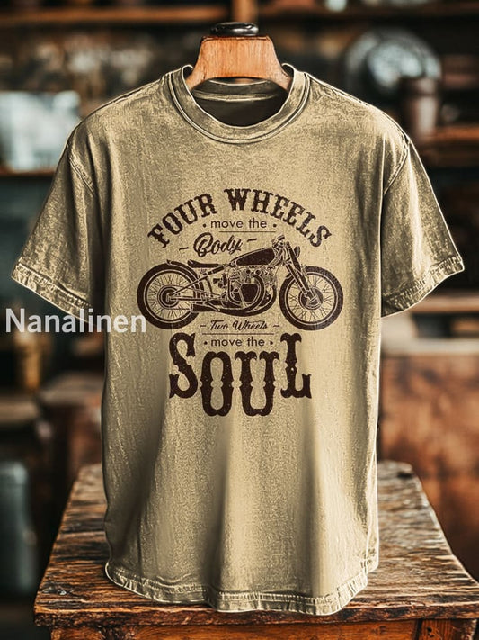 Unisex Vintage Biker Slogan Printed Casual Loose T-Shirt Colorful / S
