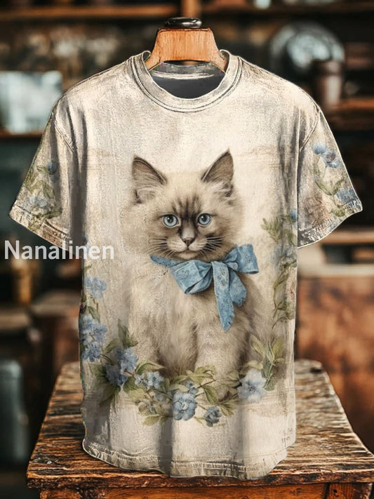 Unisex vintage cat T-shirts As picture / S