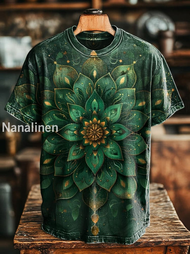 Unisex Vintage Mandala Print Casual Loose Short Sleeve T-Shirt Colorful / S