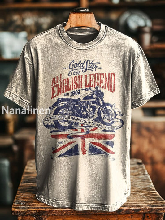 Unisex Vintage Motorcycle Print Casual Loose T-Shirt Colorful / S