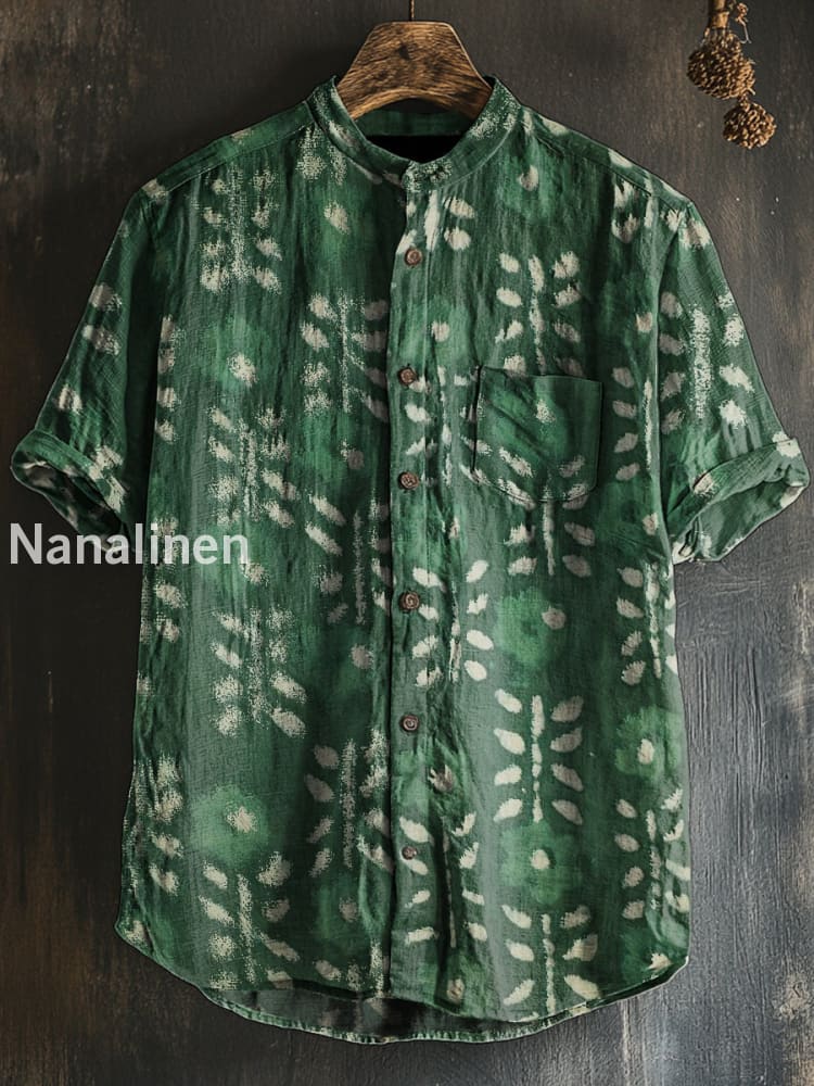 Unisex Vintage Style Floral Print Cotton Casual Short Sleeve Shirt Colorful / S