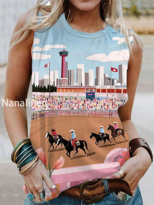 Women’s Calgary Stampede Inspired Print Tank Top As picture / S