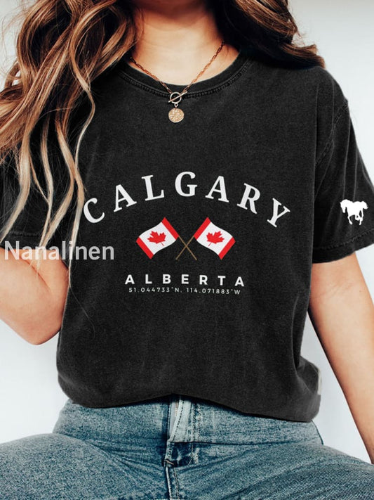 Women’s Calgary Stampede Inspired Print Washed T-Shirt Black / S