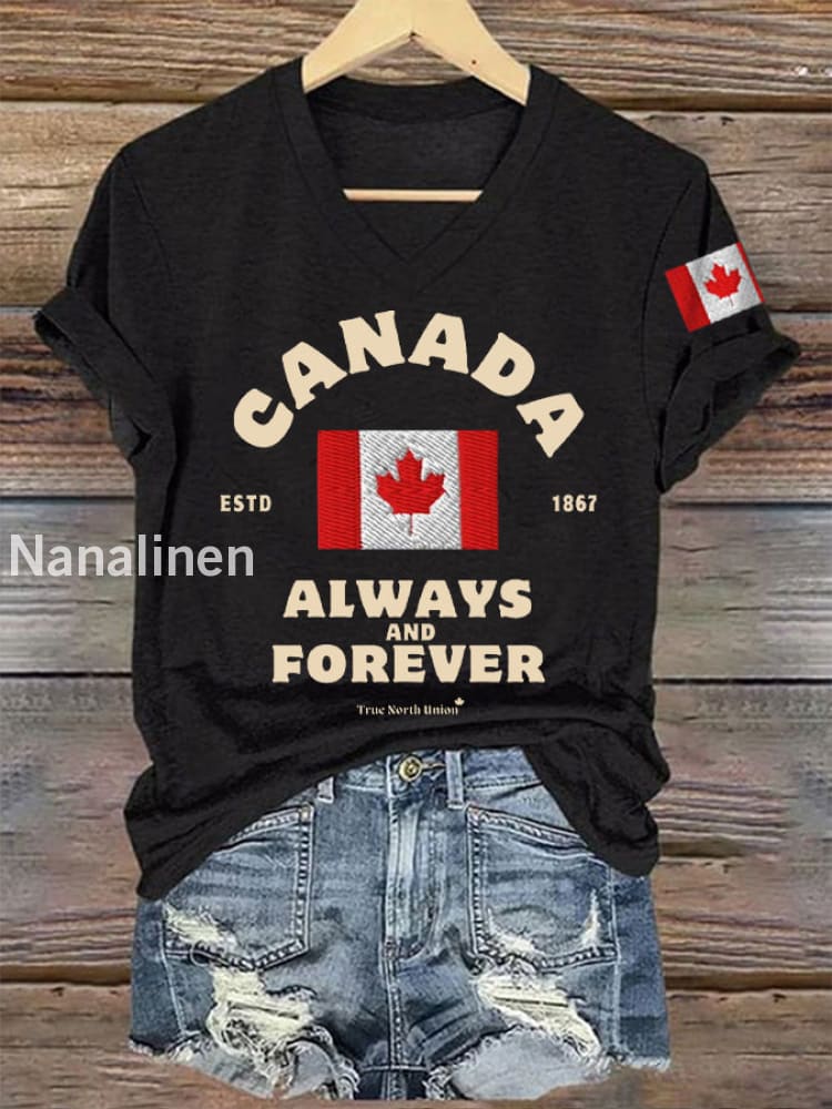 Women’s Canada Always And Forever V-Neck Tee Black / S