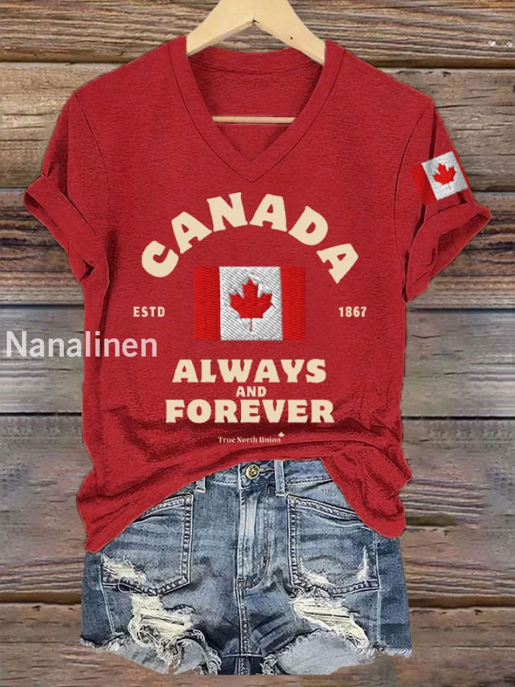 Women’s Canada Always And Forever V-Neck Tee Red / S