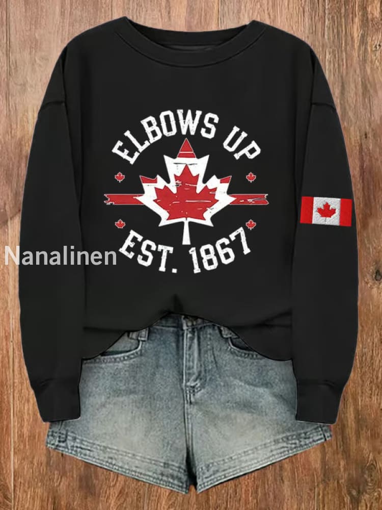 Women’s Canada Elbows Up Est.1867 Printed Sweatshirt Black / S