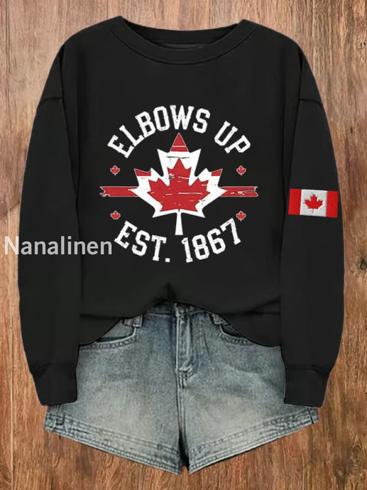 Women’s Canada Elbows Up Est.1867 Printed Sweatshirt Black / S