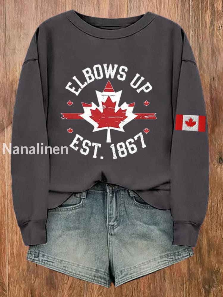 Women’s Canada Elbows Up Est.1867 Printed Sweatshirt Dark Gray / S