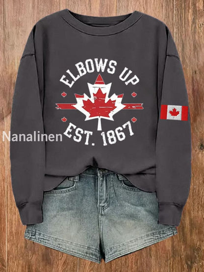 Women’s Canada Elbows Up Est.1867 Printed Sweatshirt Dark Gray / S
