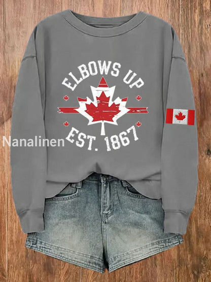 Women’s Canada Elbows Up Est.1867 Printed Sweatshirt Light Gray / S