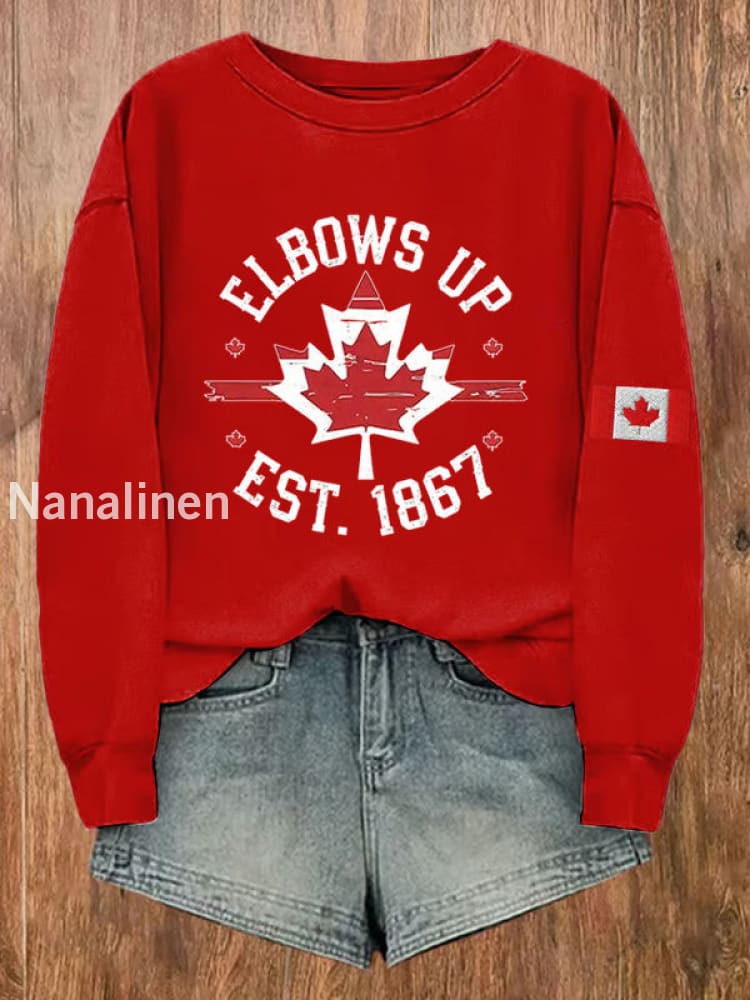 Women’s Canada Elbows Up Est.1867 Printed Sweatshirt Red / S